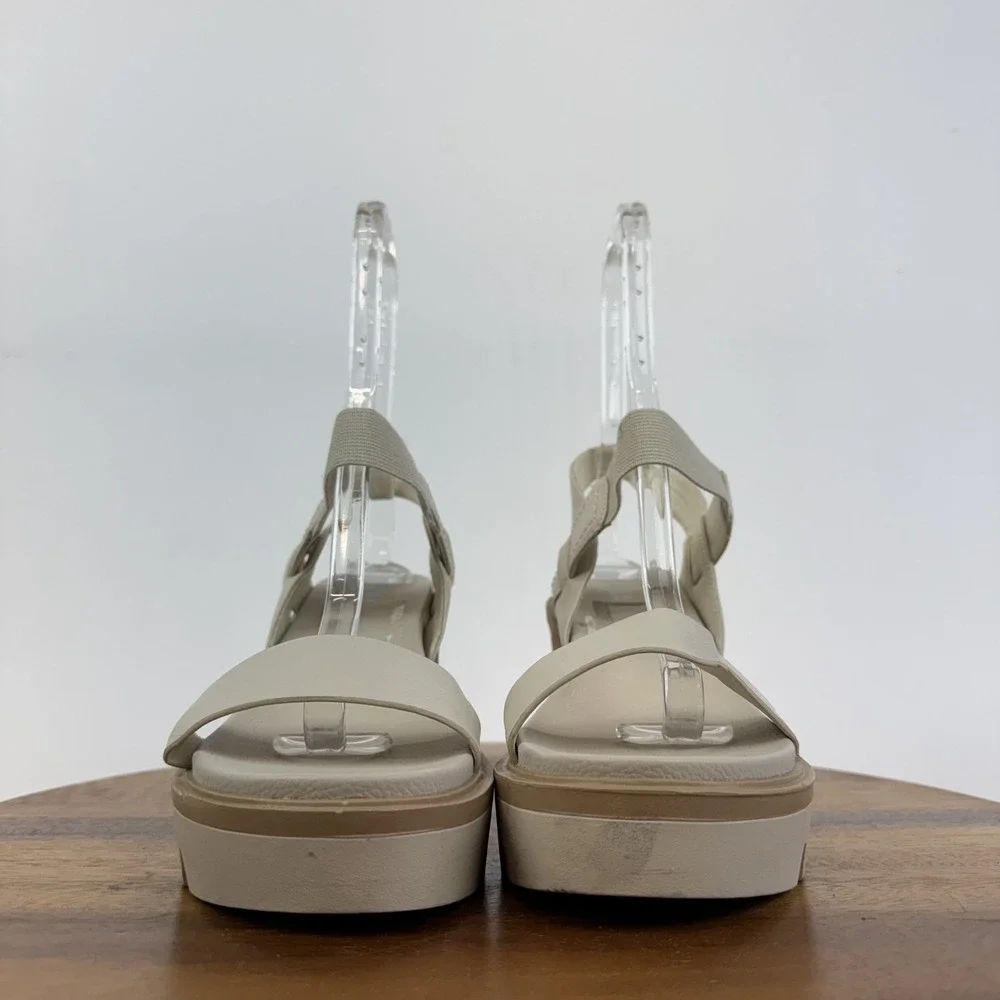 Womens Mia Ciji Ivory Faux Leather Platform Wedge Lug Sole Sandals Size 10 M GUC